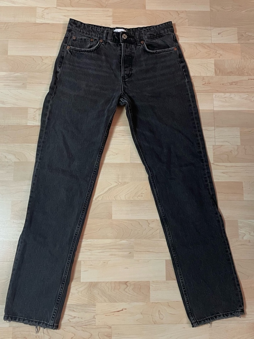 Black straight leg jeans